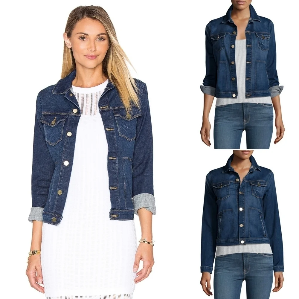 FRAME // ltd ed le slim denim jacket in medium blue denim shore coast - Picture 3 of 16